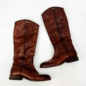 Frye Brown Leather Pull on Riding Boots